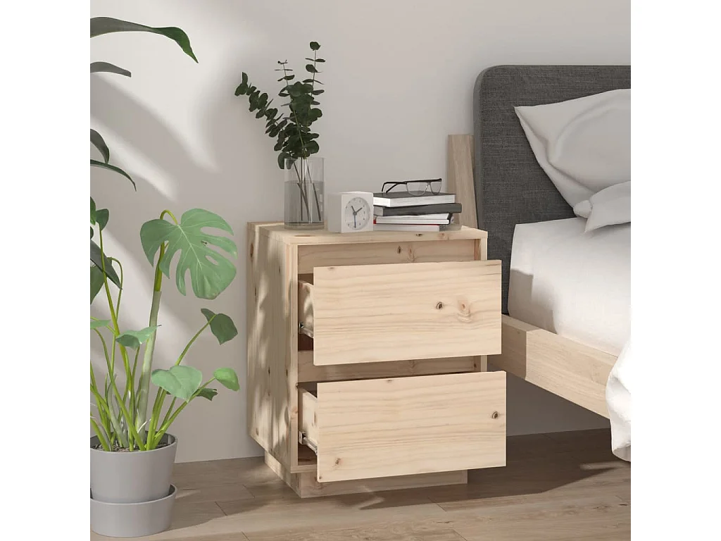 Comodini 2 pz 40x35x50 cm in Legno Massello di Pino