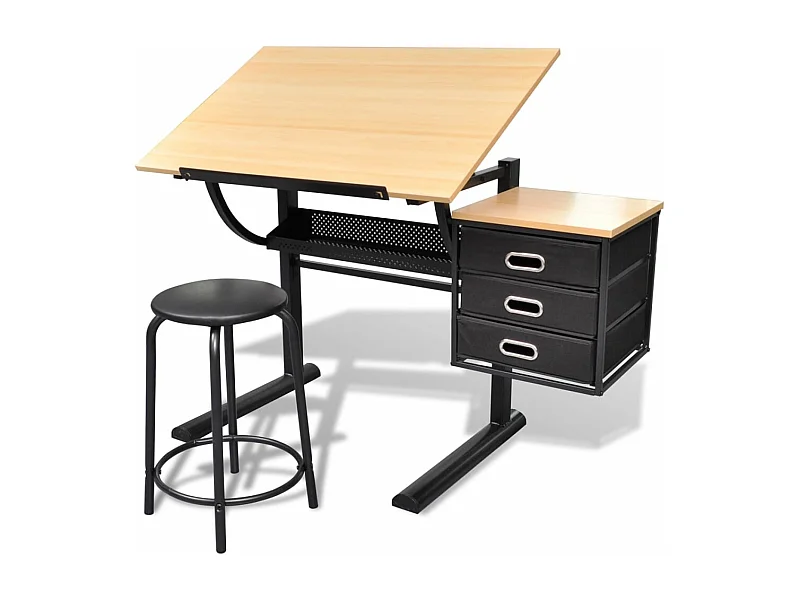 Table à dessin inclinable à 3 tiroirs avec tabouret