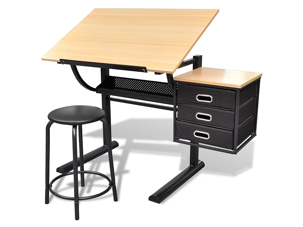 Table à dessin inclinable à 3 tiroirs avec tabouret