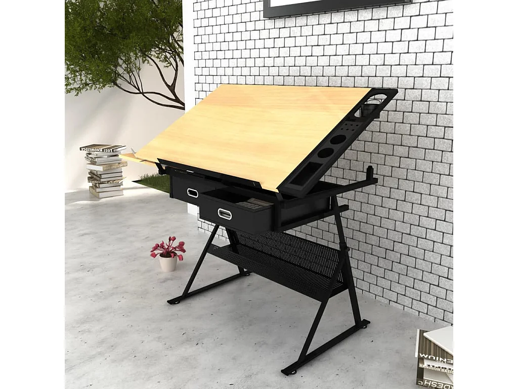 Tekentafel met 2 lades en kruk