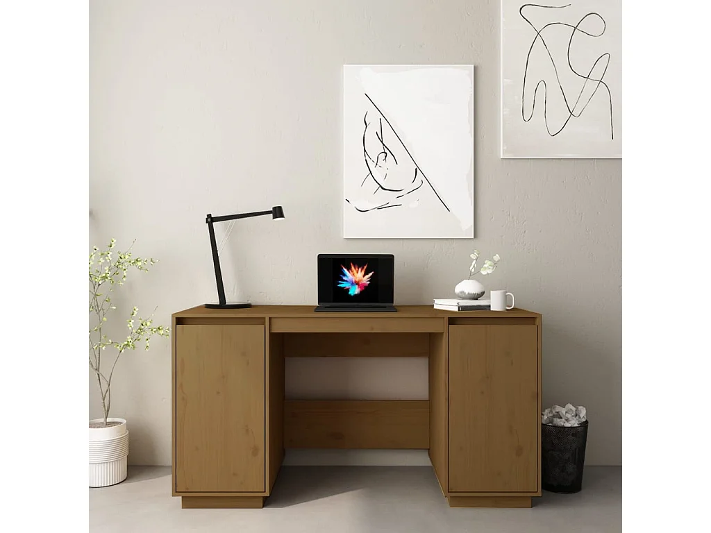 Bureau Marron miel 140x50x75 cm Bois massif de pin