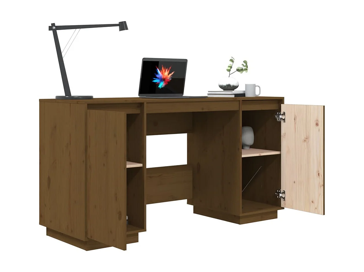 Bureau Marron miel 140x50x75 cm Bois massif de pin