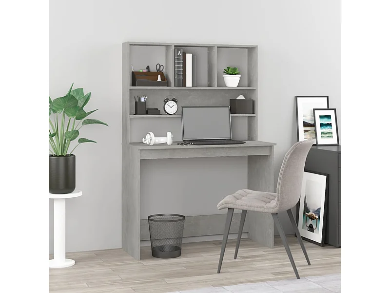 Schreibtisch mit Regal Betongrau 102x45x148 cm Holzwerkstoff