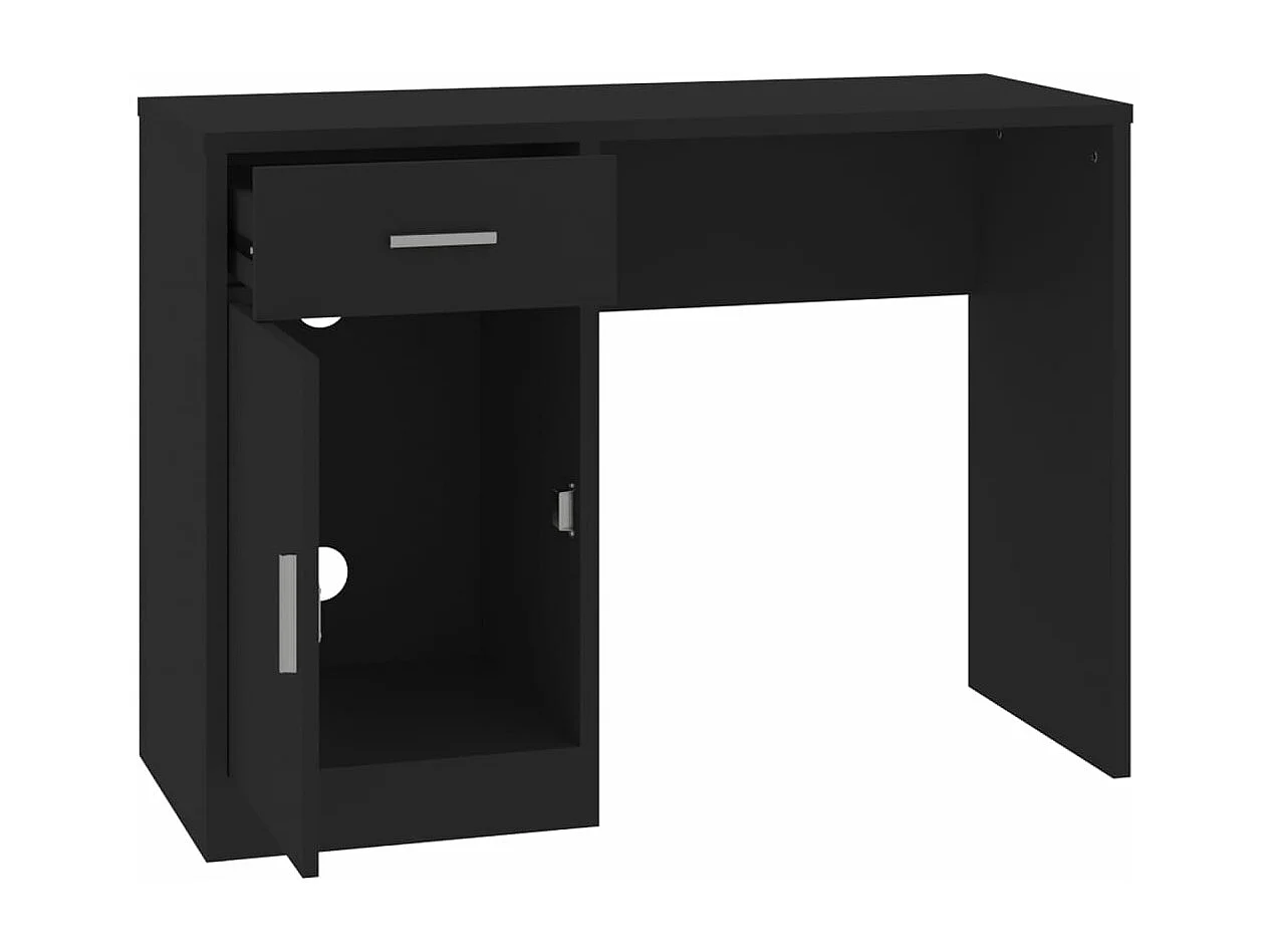 Bureau met kast en lade 100x40x73 cm bewerkt hout zwart