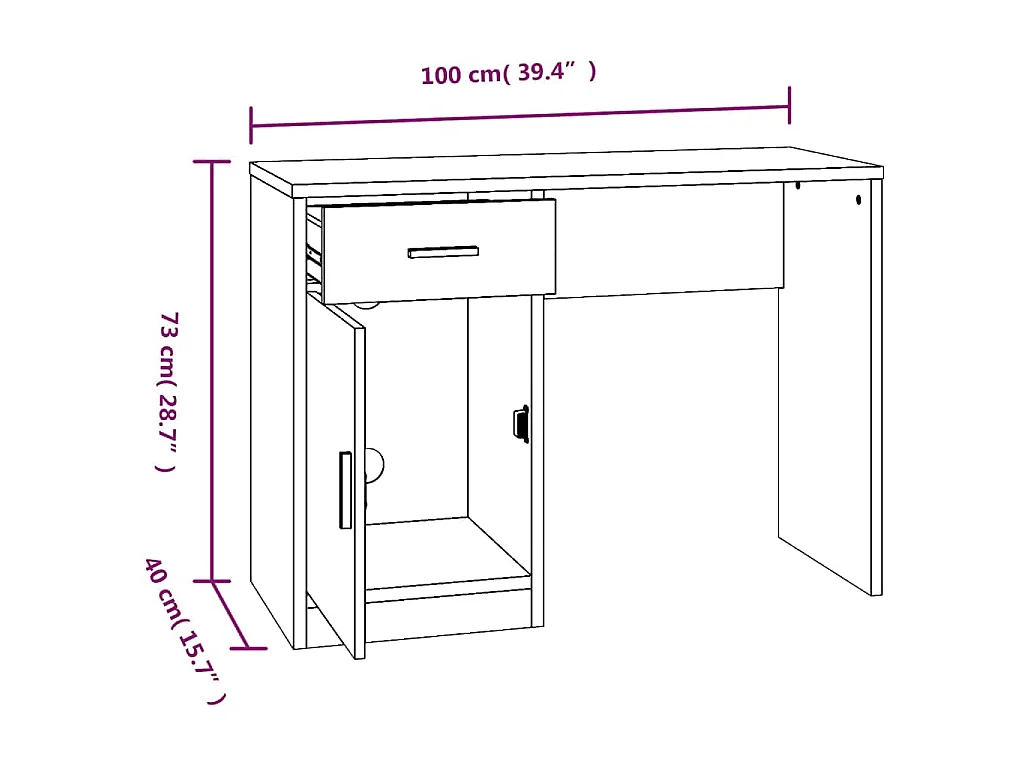 Schreibtisch mit Stauraum Schwarz 100x40x73 cm Holzwerkstoff