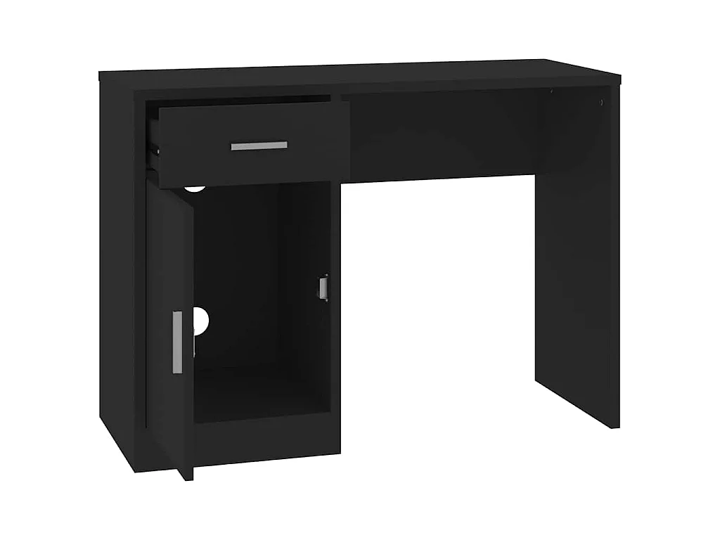Bureau avec tiroir et armoire Noir 100x40x73 cm Bois ingénierie