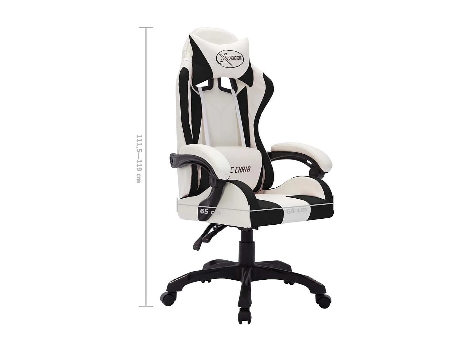 Racestoel met RGB LED-verlichting kunstleer wit en zwart