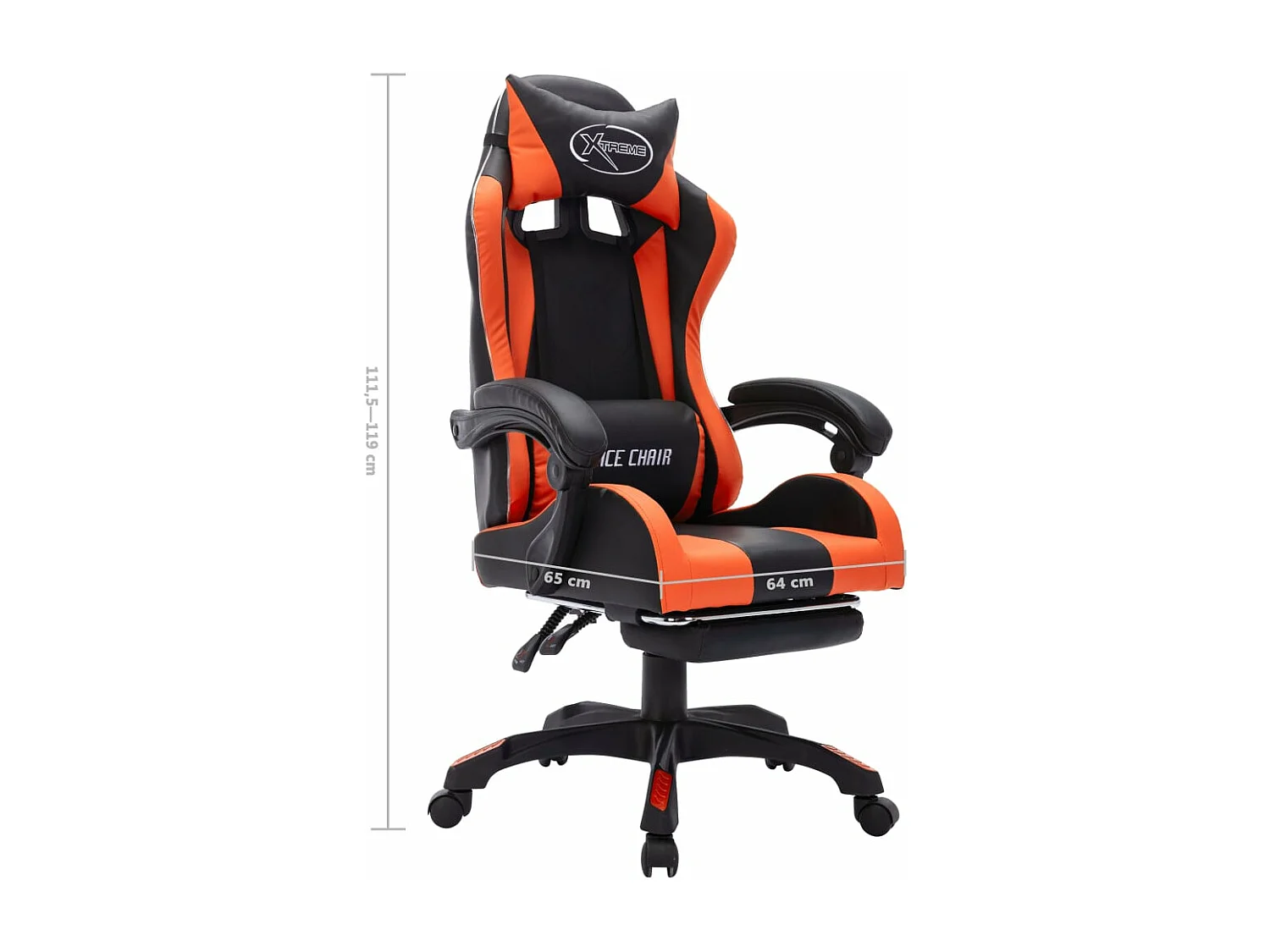 Gaming-Stuhl mit RGB LED-Leuchten Orange und Schwarz Kunstleder