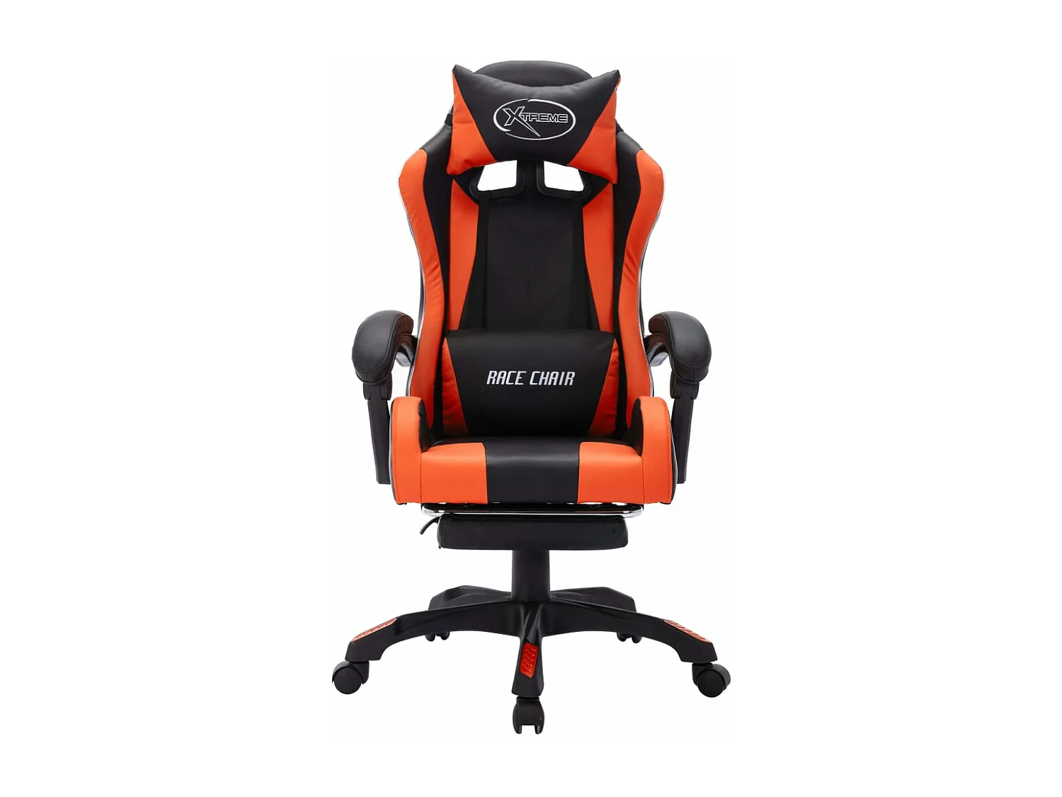 Gaming-Stuhl mit RGB LED-Leuchten Orange und Schwarz Kunstleder