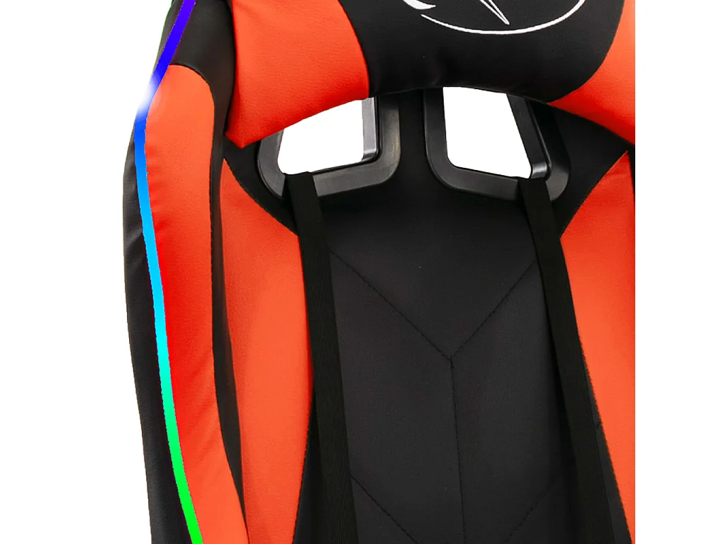 Gaming-Stuhl mit RGB LED-Leuchten Orange und Schwarz Kunstleder