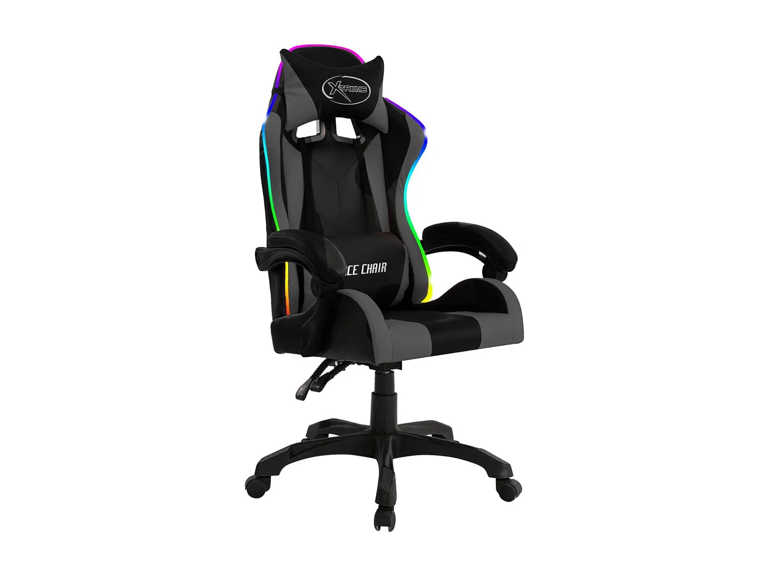 Fauteuil de jeux vidéo avec LED RVB Gris et noir Similicuir