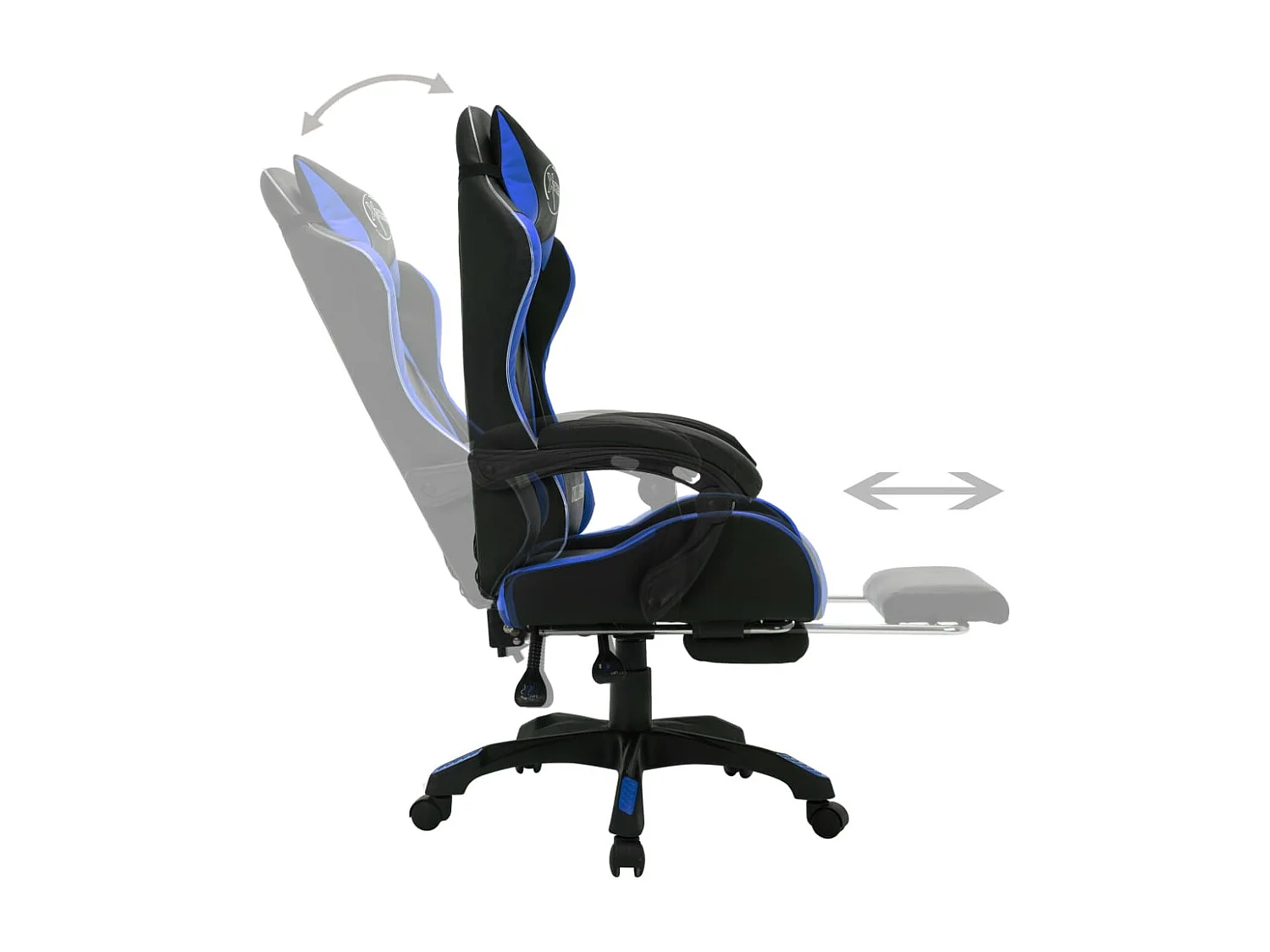 Fauteuil de jeux vidéo avec LED RVB Bleu et noir Similicuir