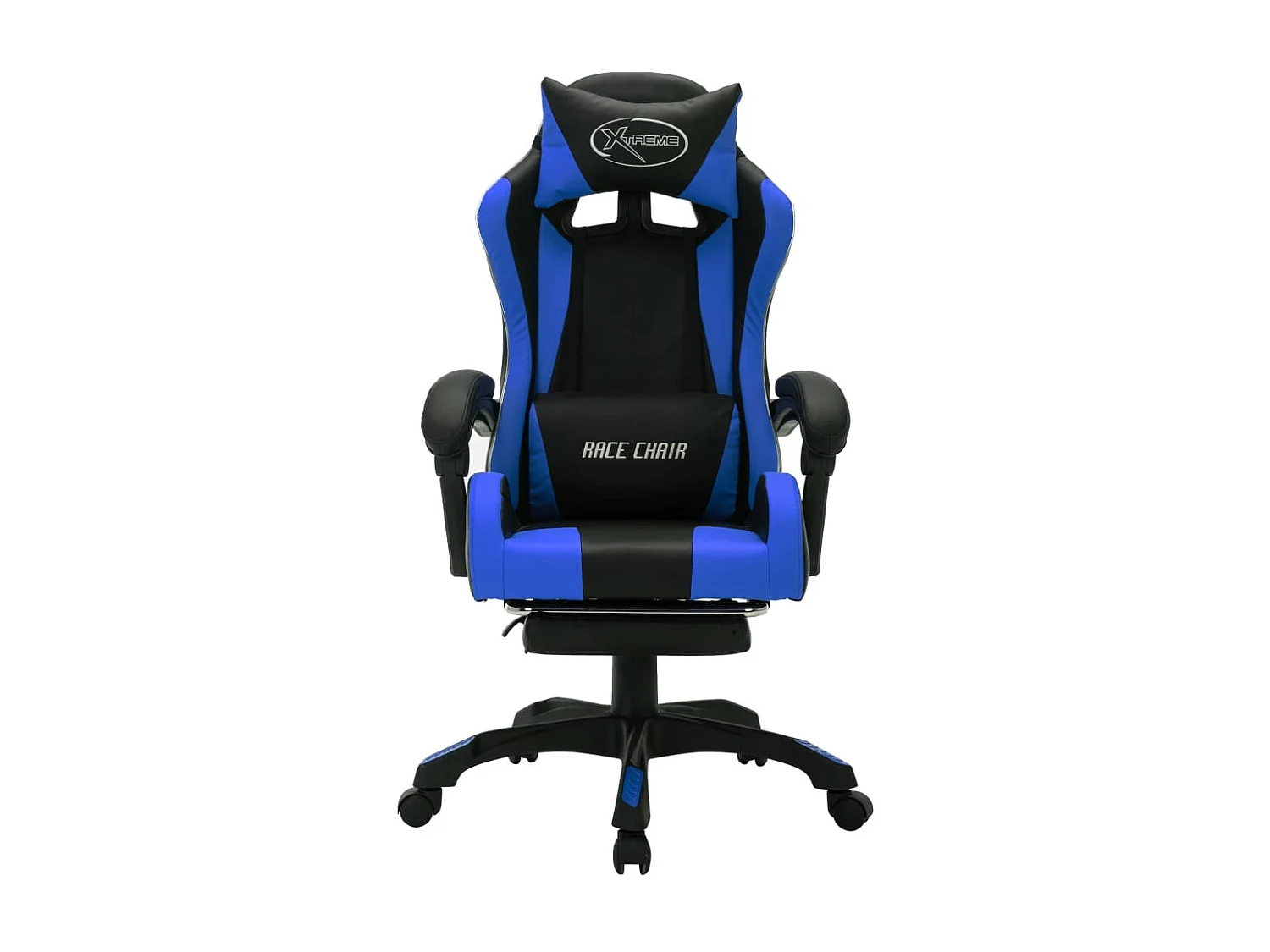 Fauteuil de jeux vidéo avec LED RVB Bleu et noir Similicuir