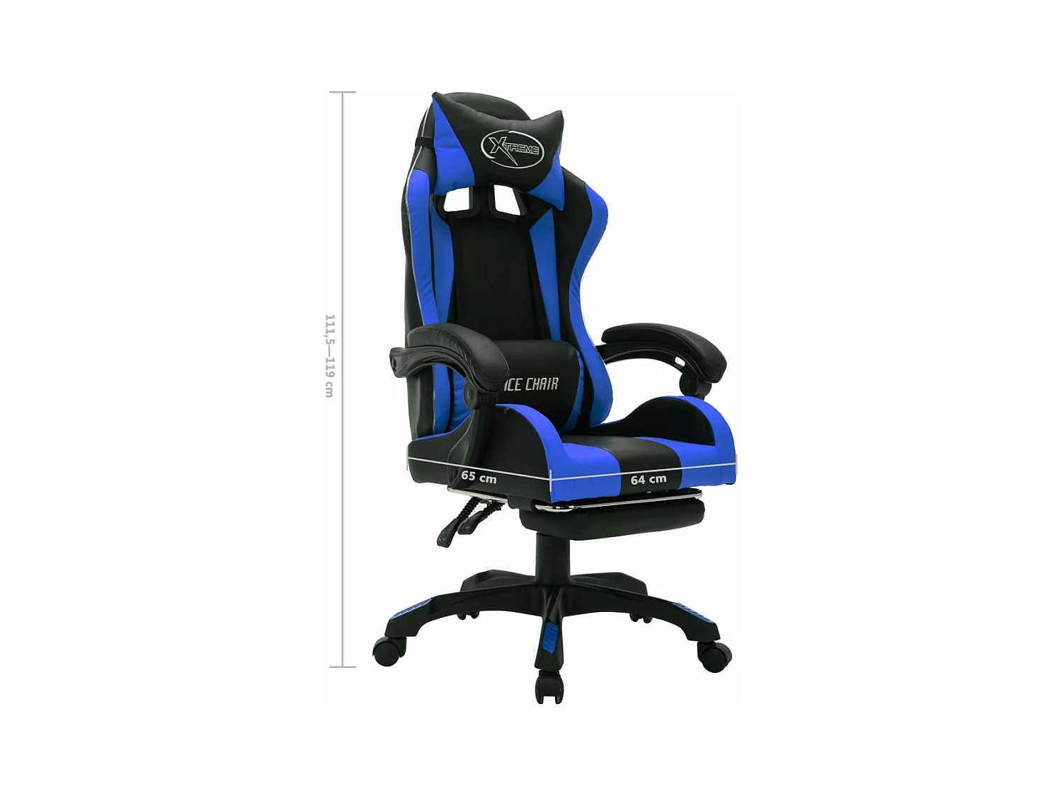 Racestoel met RGB LED-verlichting kunstleer blauw en zwart