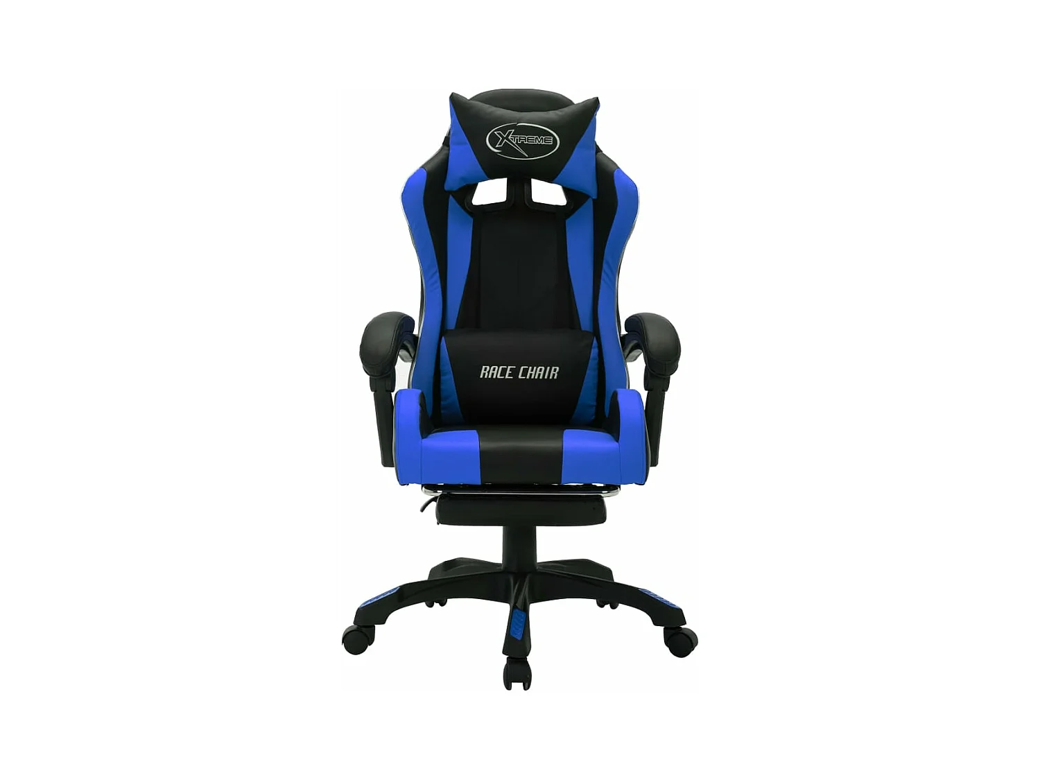 Racestoel met RGB LED-verlichting kunstleer blauw en zwart