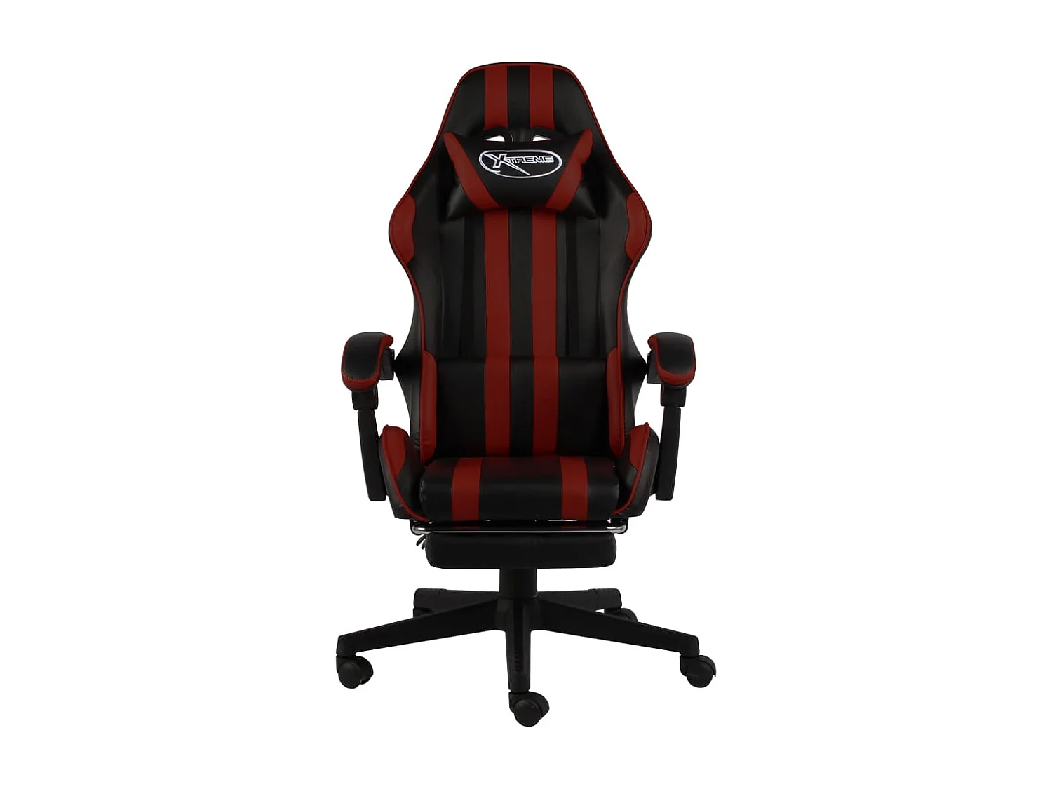 Gaming-Stuhl mit Fußstütze Schwarz und Weinrot Kunstleder
