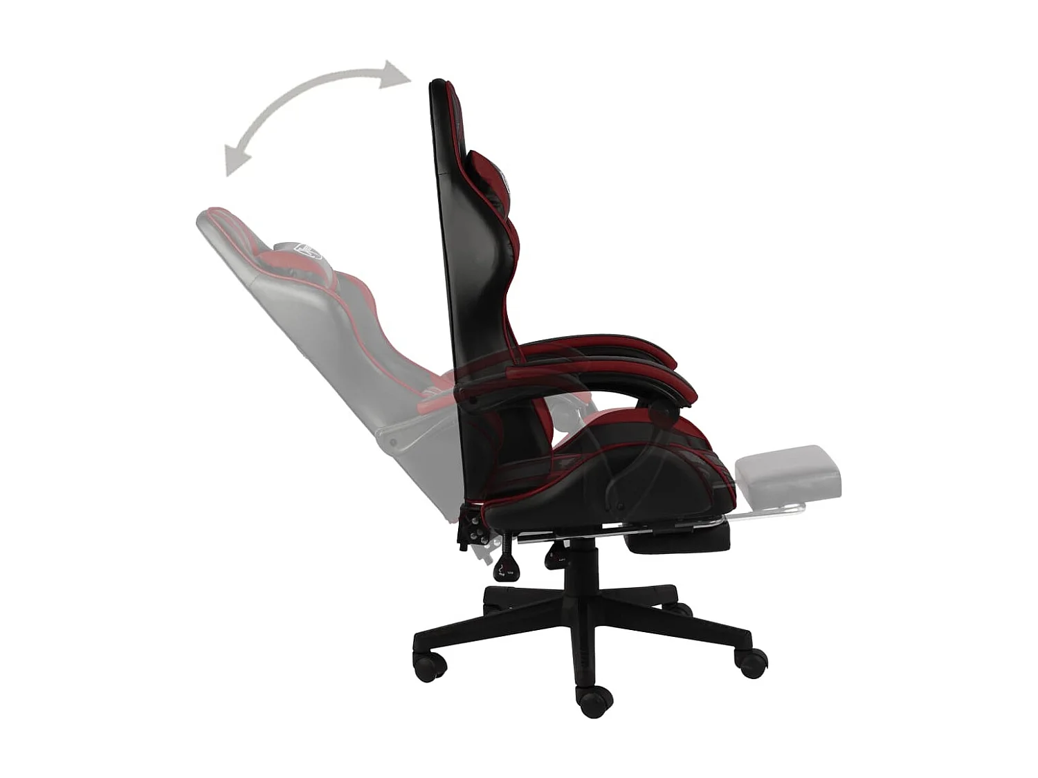 Fauteuil de jeux vidéo et repose-pied Noir/bordeaux Similicuir