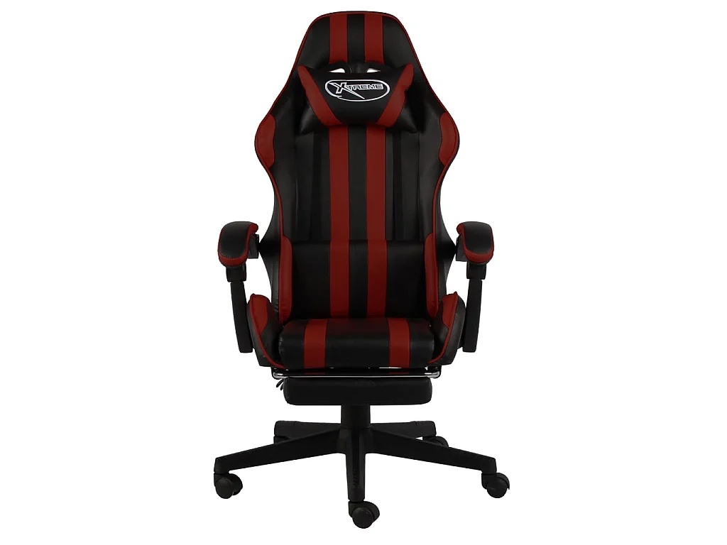 Sedia da Gaming con Poggiapiedi Nero e Rosso Vino in Similpelle