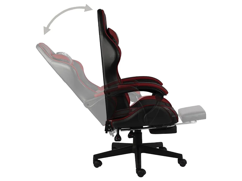 Sedia da Gaming con Poggiapiedi Nero e Rosso Vino in Similpelle