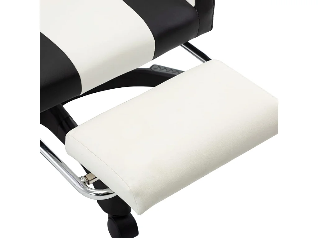 Fauteuil de jeux vidéo et repose-pied Noir et blanc Similicuir