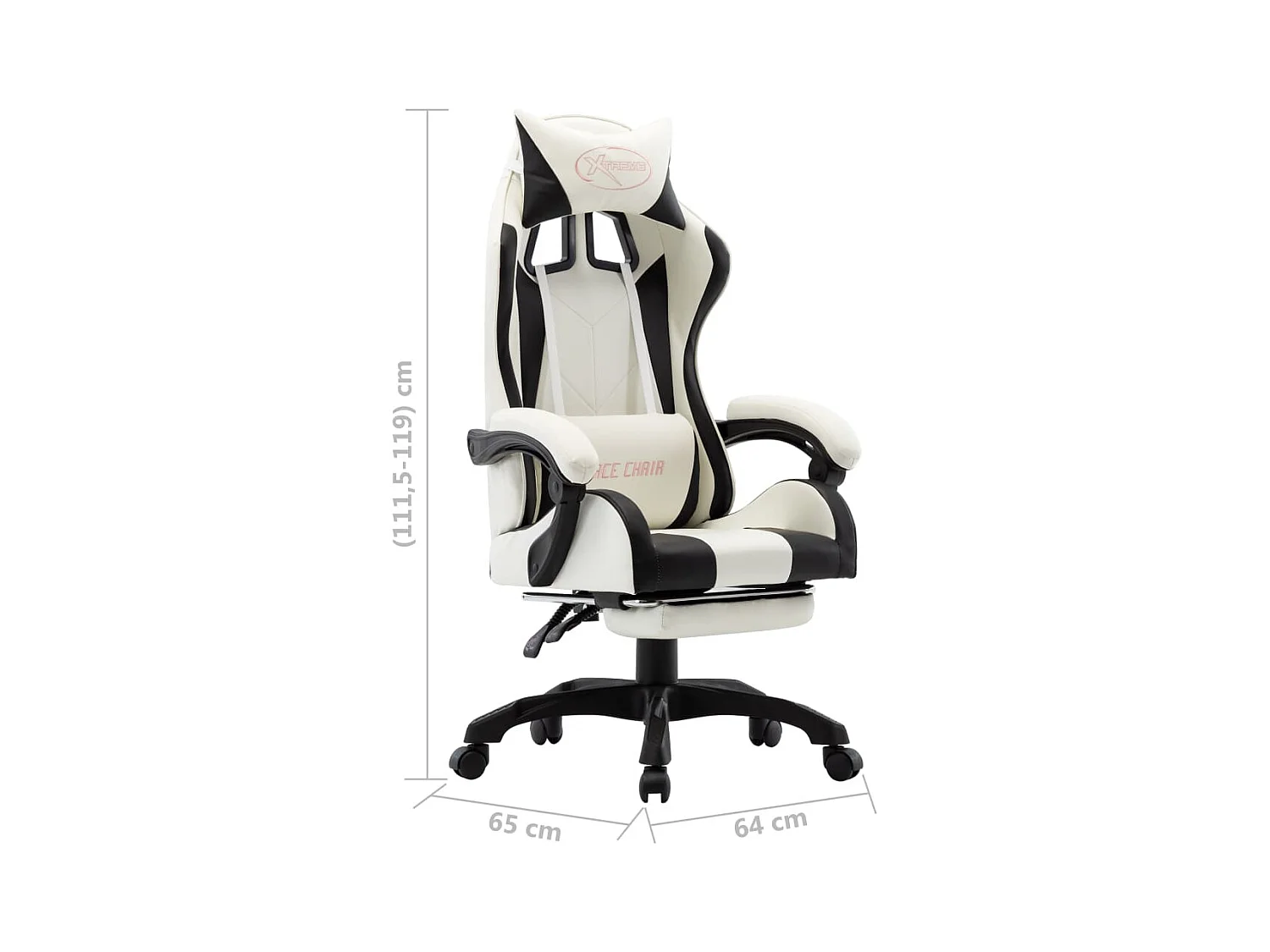 Gaming-Stuhl mit Fußstütze Schwarz und Weiß Kunstleder