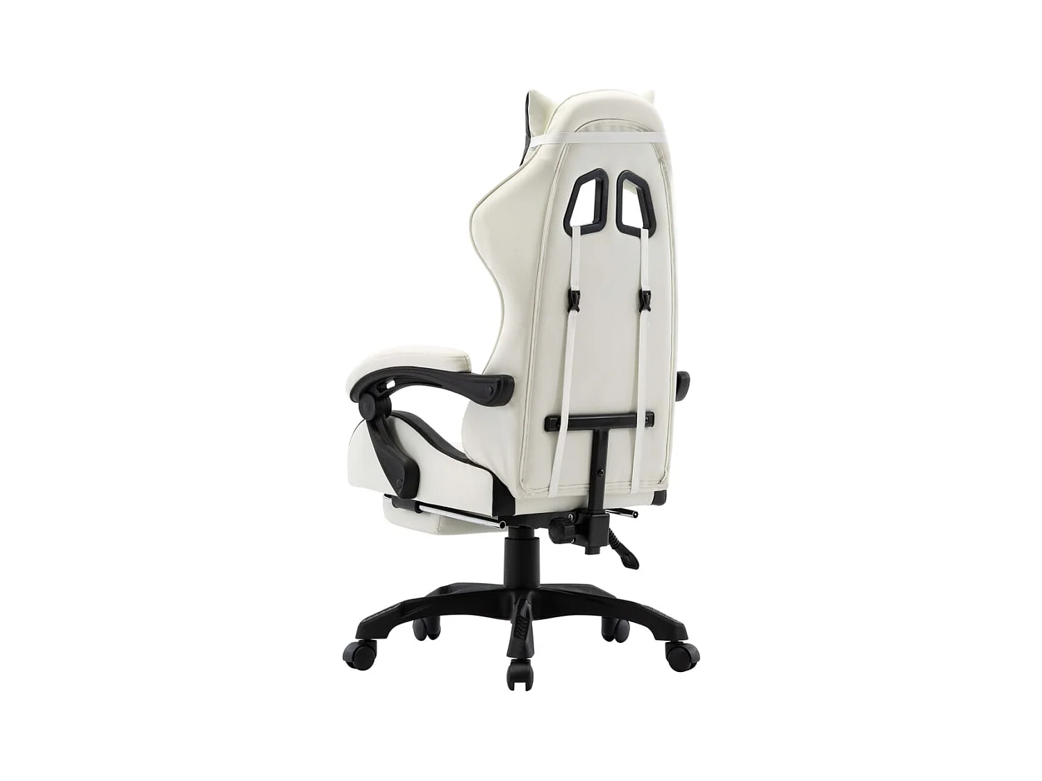 Gaming-Stuhl mit Fußstütze Schwarz und Weiß Kunstleder