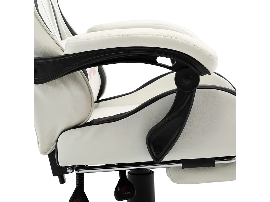 Fauteuil de jeux vidéo et repose-pied Noir et blanc Similicuir