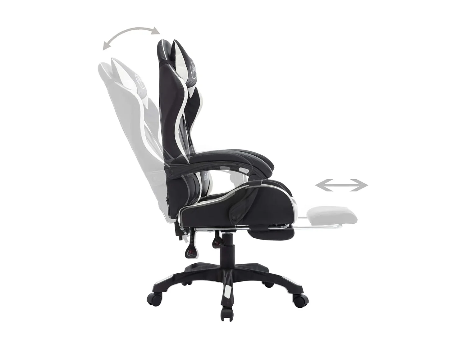 Silla gaming con luces LED RGB cuero sintético blanco y negro