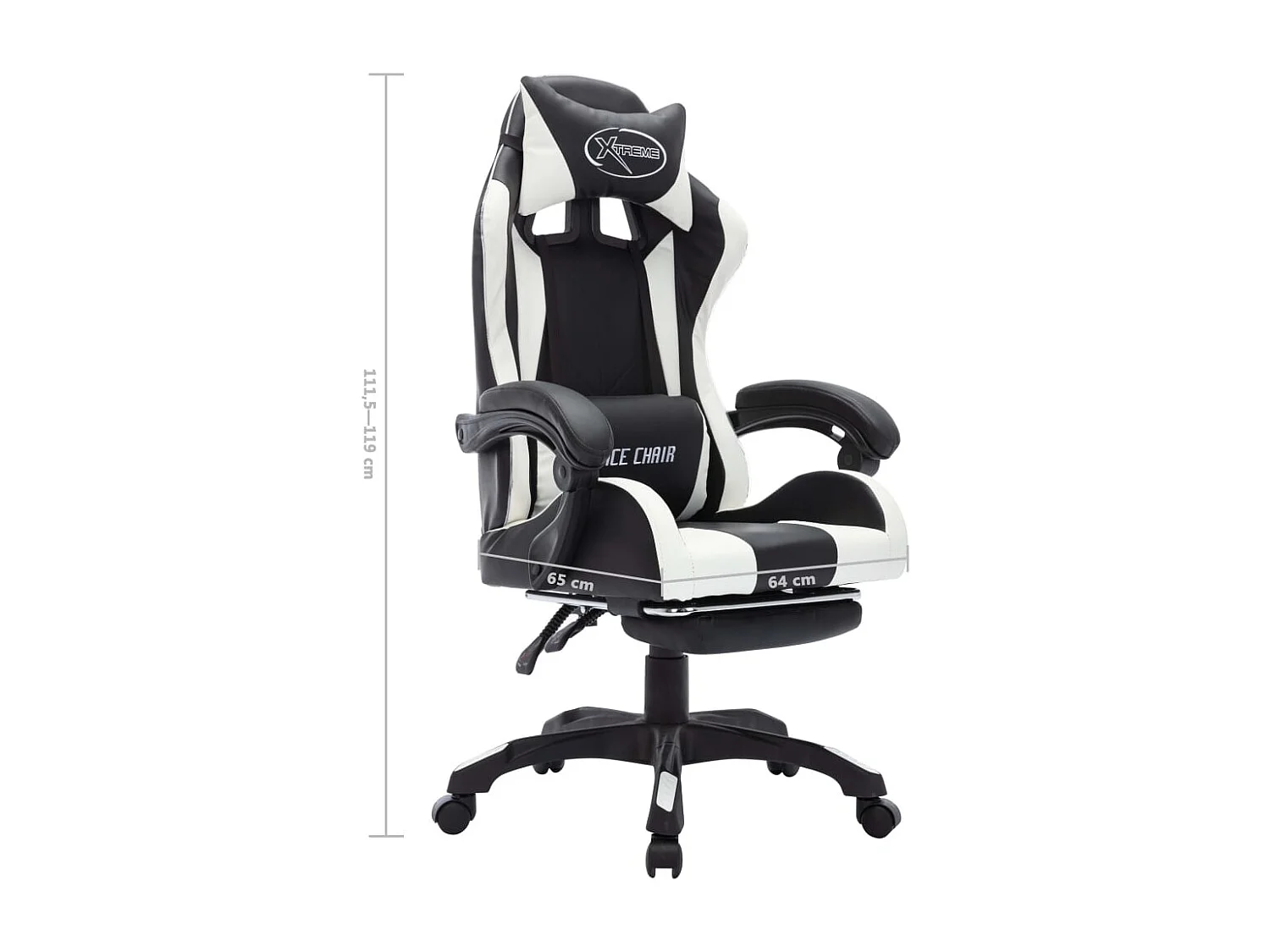 Sedia da Gaming con Luci a LED RGB Bianca e Nera in Similpelle