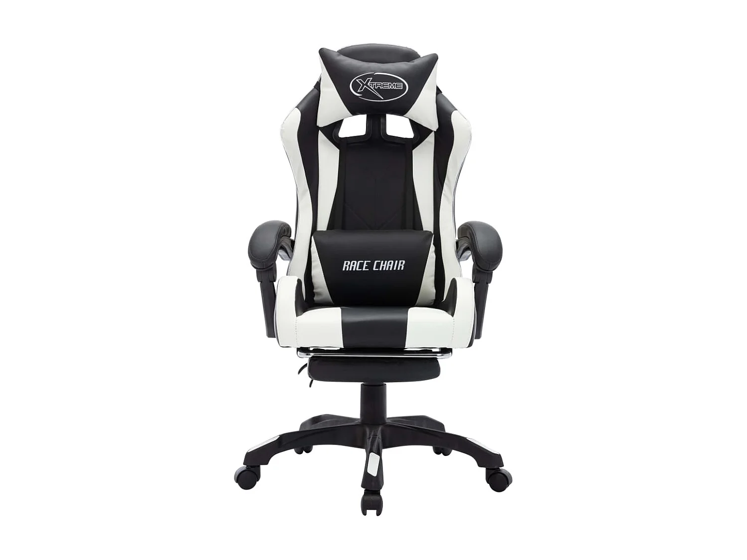 Sedia da Gaming con Luci a LED RGB Bianca e Nera in Similpelle