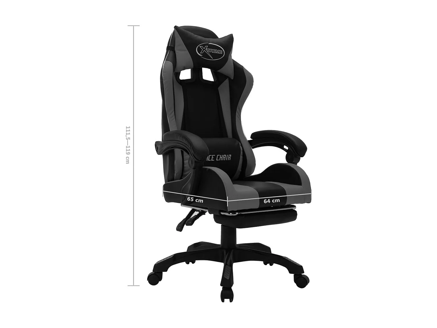 Fauteuil de jeux vidéo avec LED RVB Gris et noir Similicuir