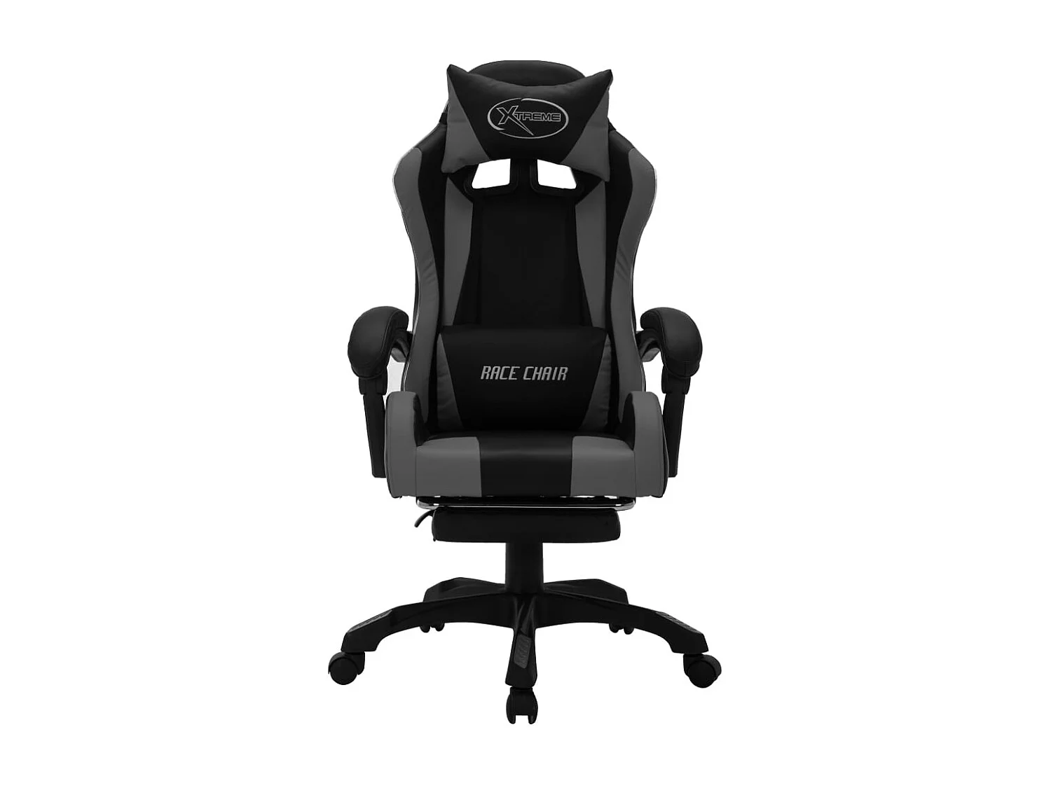 Fauteuil de jeux vidéo avec LED RVB Gris et noir Similicuir