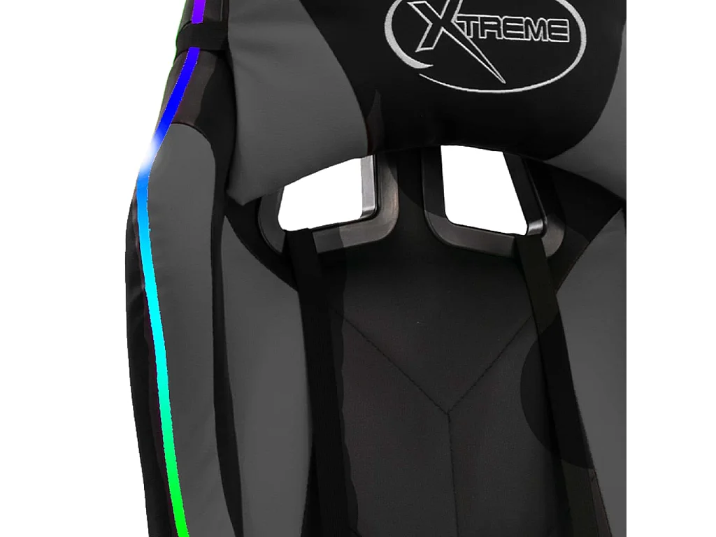 Fauteuil de jeux vidéo avec LED RVB Gris et noir Similicuir