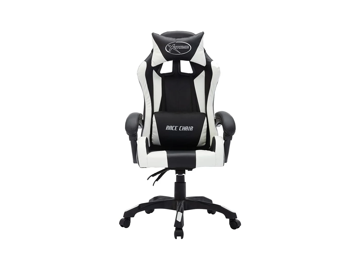 Silla gaming con luces LED RGB cuero sintético blanco y negro