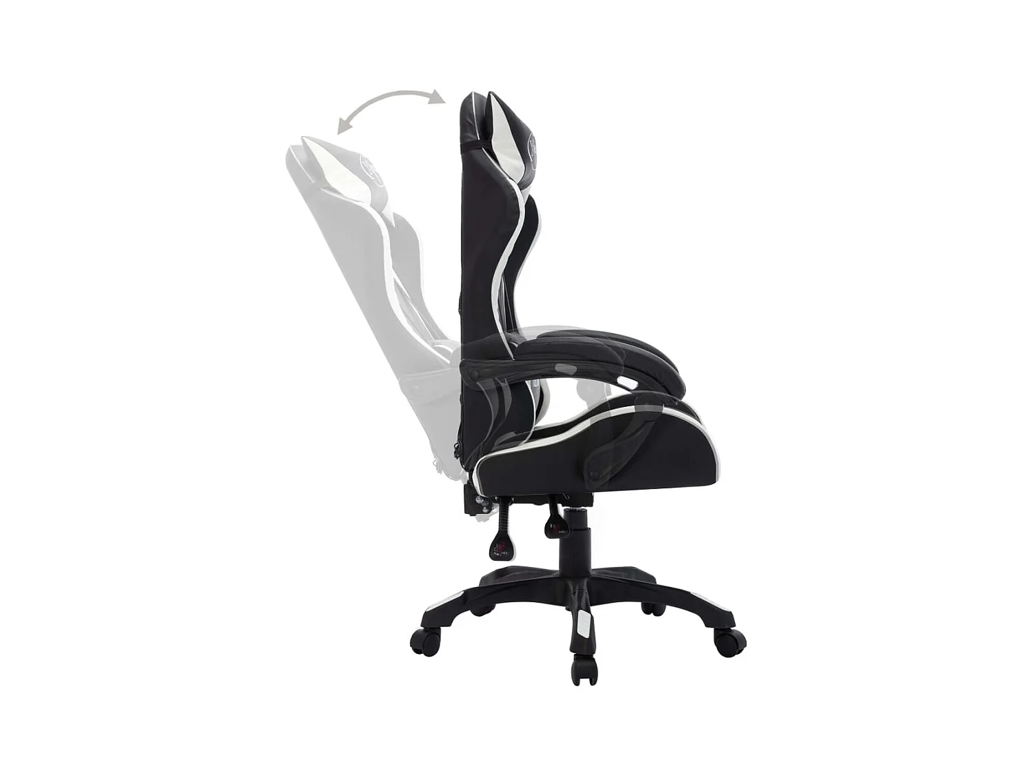 Silla gaming con luces LED RGB cuero sintético blanco y negro