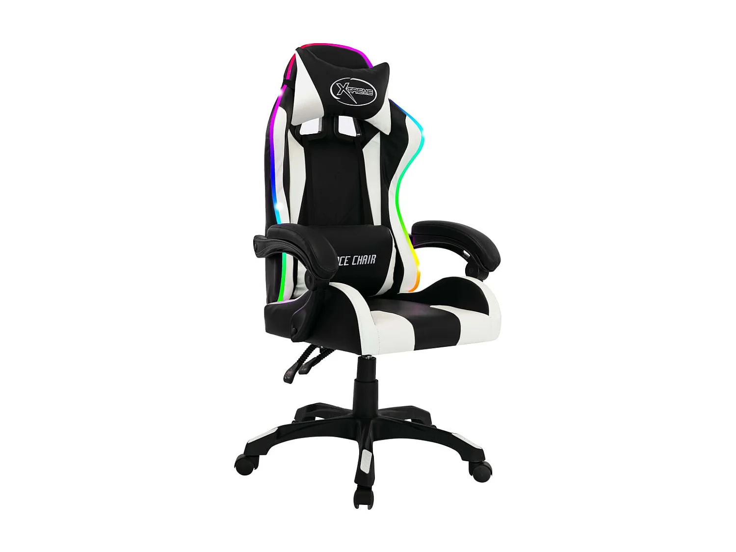 Gaming-Stuhl mit RGB LED-Leuchten Weiß und Schwarz Kunstleder