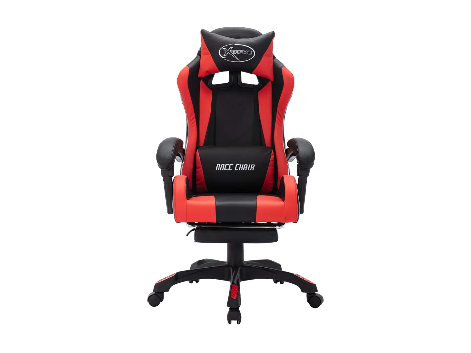 Gaming-Stuhl mit RGB LED-Leuchten Rot und Schwarz Kunstleder