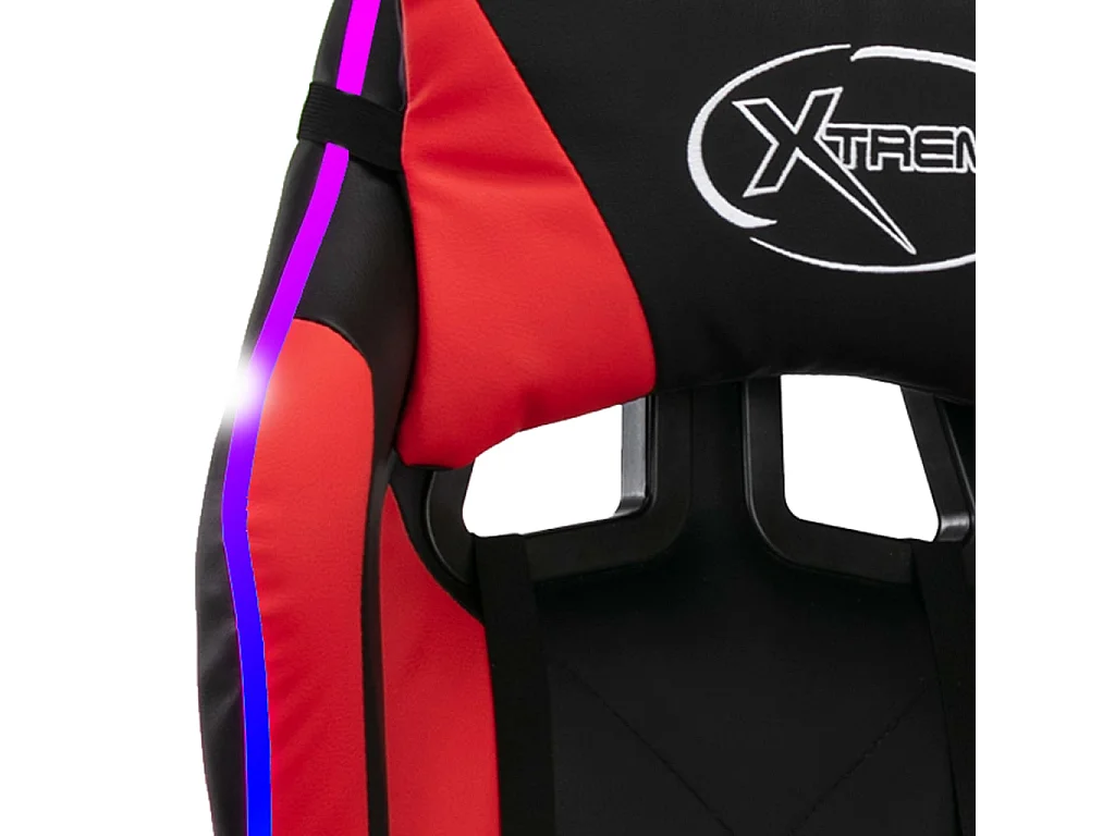 Gaming-Stuhl mit RGB LED-Leuchten Rot und Schwarz Kunstleder