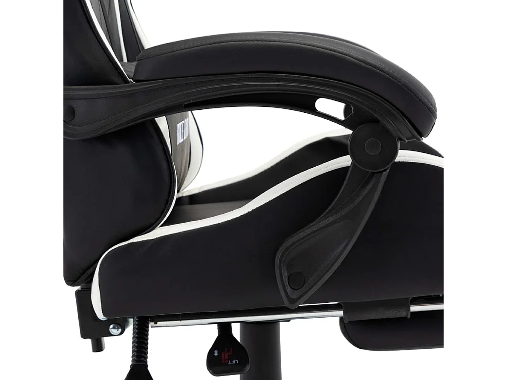 Fauteuil de jeux vidéo et repose-pied Blanc et noir Similicuir