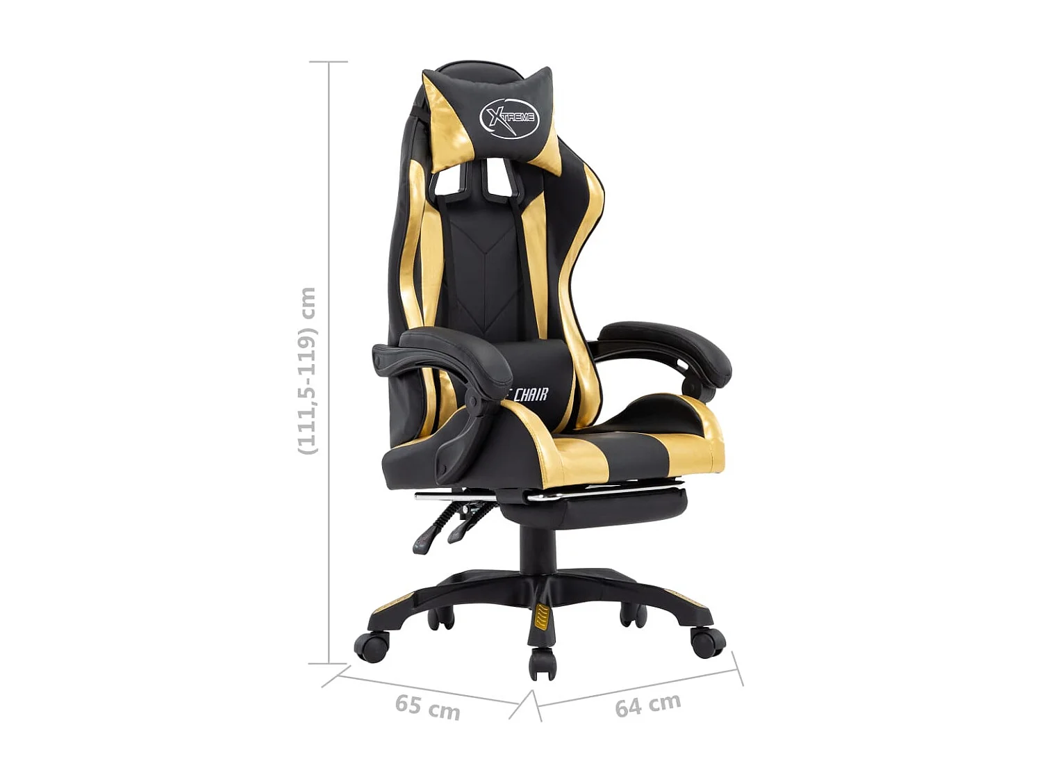 Gaming-Stuhl mit Fußstütze Golden und Schwarz Kunstleder