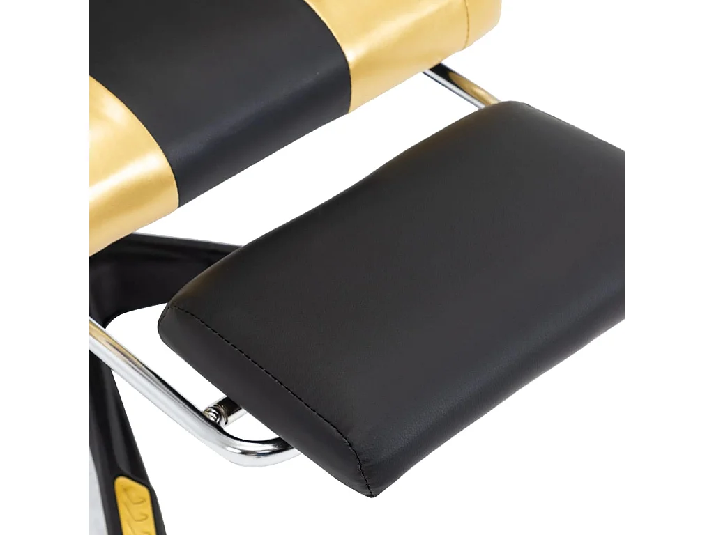 Gaming-Stuhl mit Fußstütze Golden und Schwarz Kunstleder