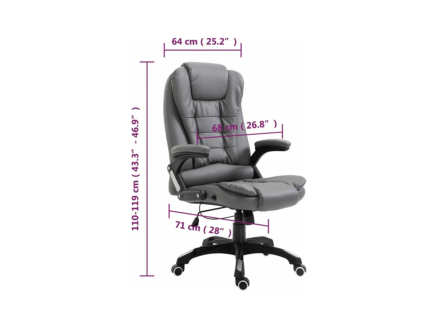 Kantoorstoel kunstleer antraciet