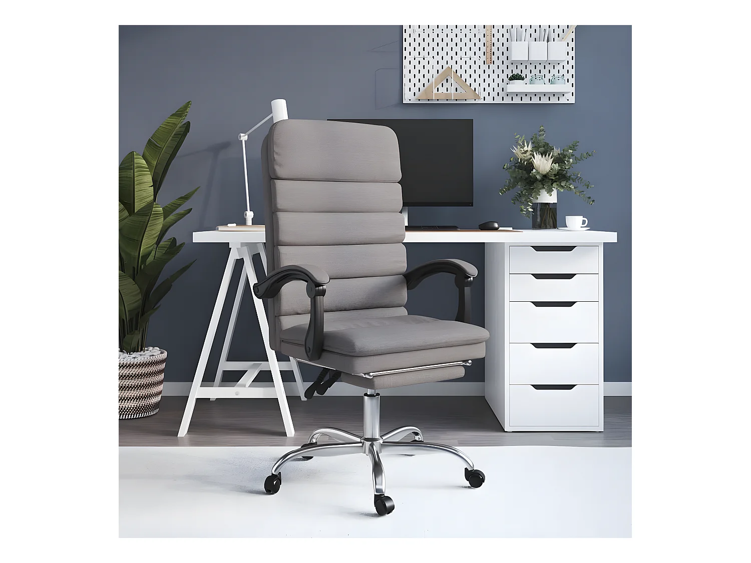 Fauteuil de massage inclinable de bureau Taupe Tissu