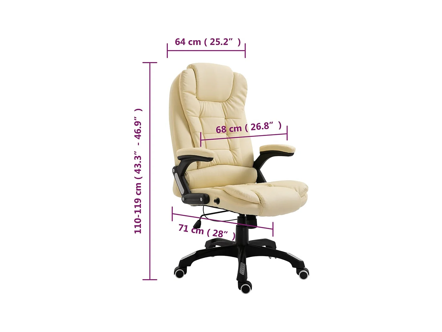 Kantoorstoel kunstleer crème