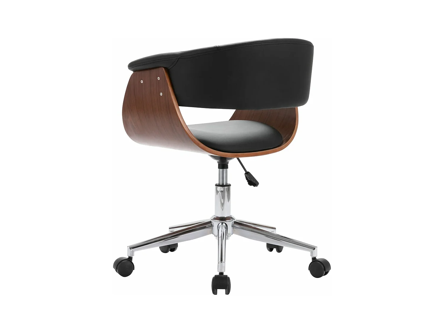 Chaise pivotante de bureau Noir Bois courbé et similicuir