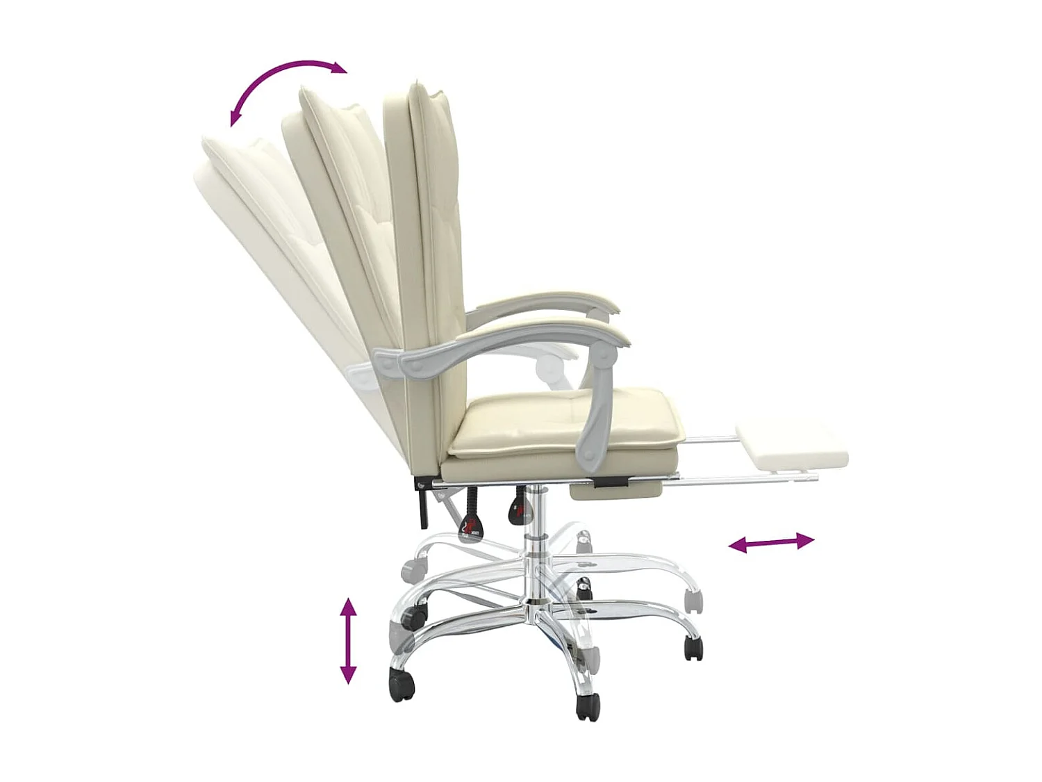 Poltrona da Ufficio Reclinabile Crema in Similpelle