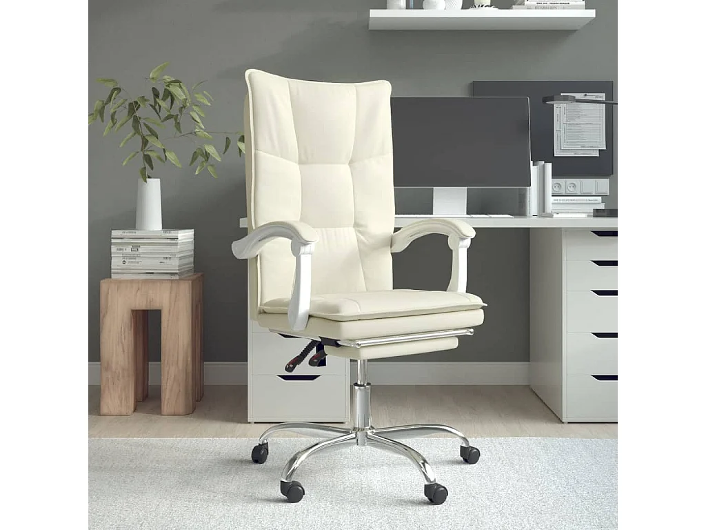 Fauteuil inclinable de bureau Crème Similicuir