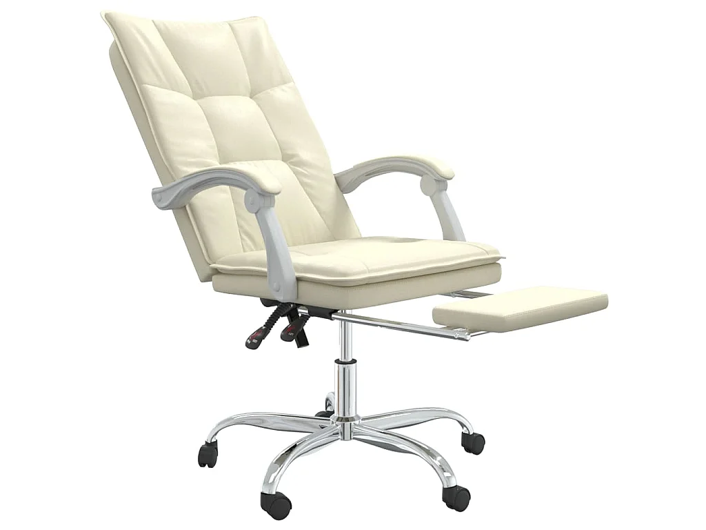 Kantoorstoel verstelbaar kunstleer crèmekleurig