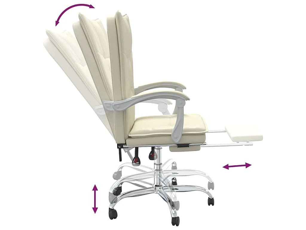 Kantoorstoel verstelbaar kunstleer crèmekleurig