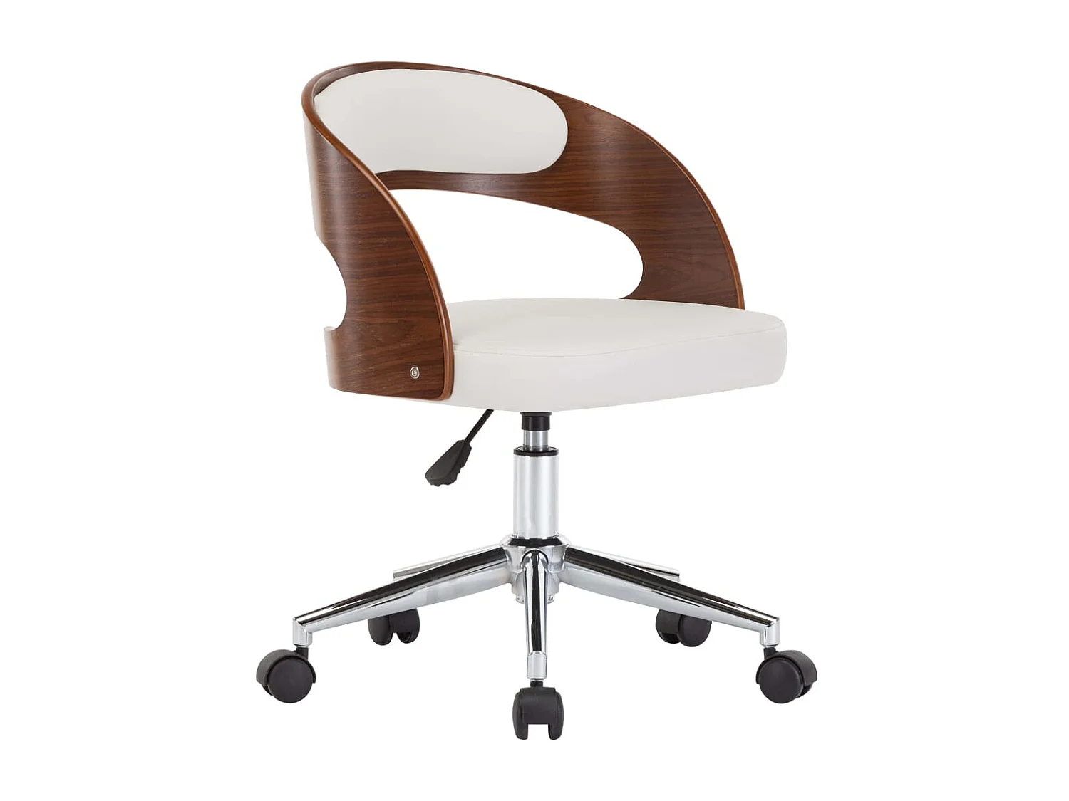 Chaise pivotante de bureau Blanc Bois courbé et similicuir